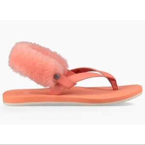 Ugg Laalaa Fluffy Back Removable Fur Flat Sandal 5